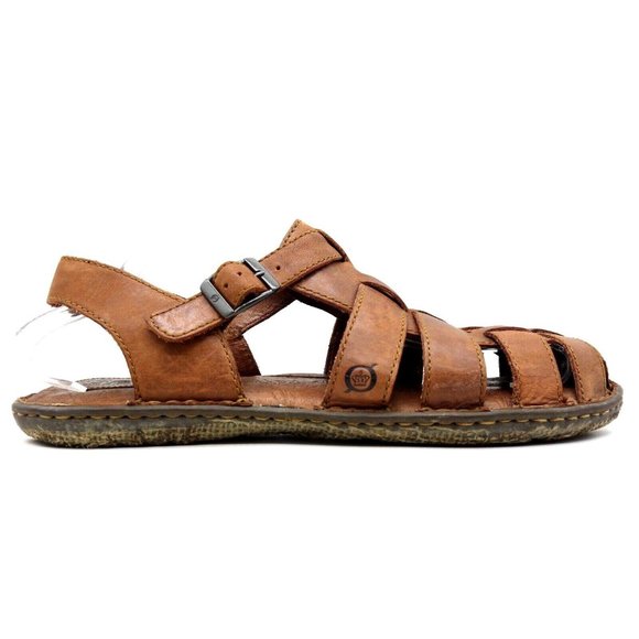 Born Logo Brown Leather Buckle Slip On Sandals Shoes Men's 46 / 12 - Picture 1 of 10